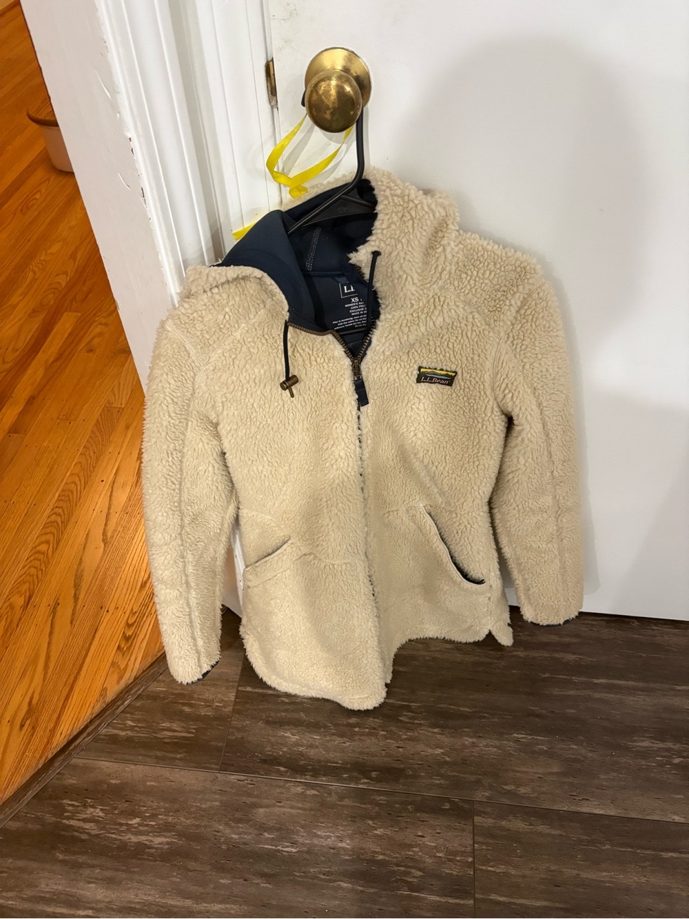L.L. Bean women’s Cream Sherpa Hooded Fleece Jacket